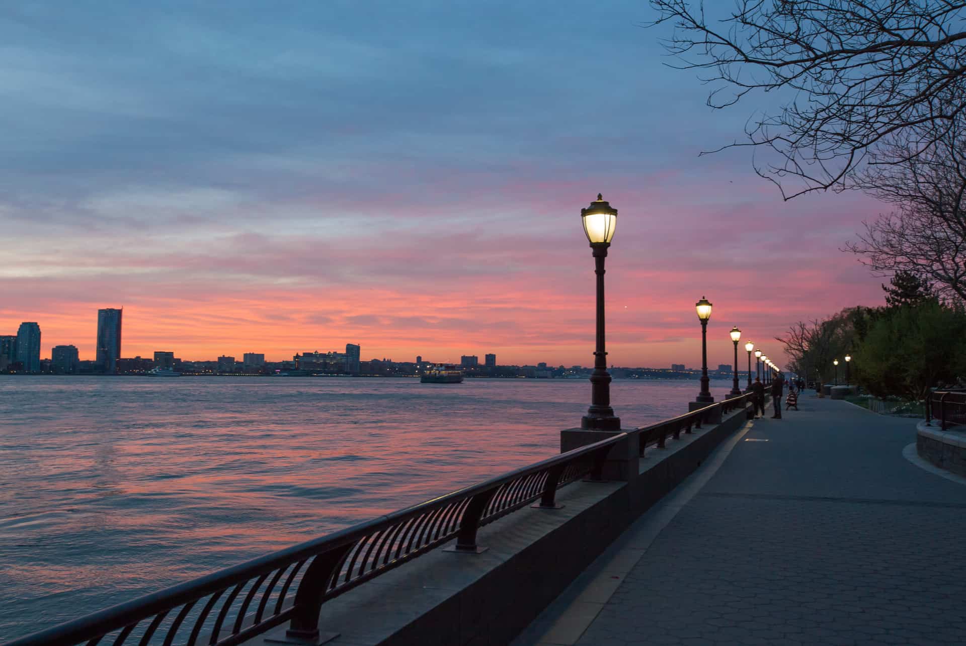 coucher de soleil a battery park