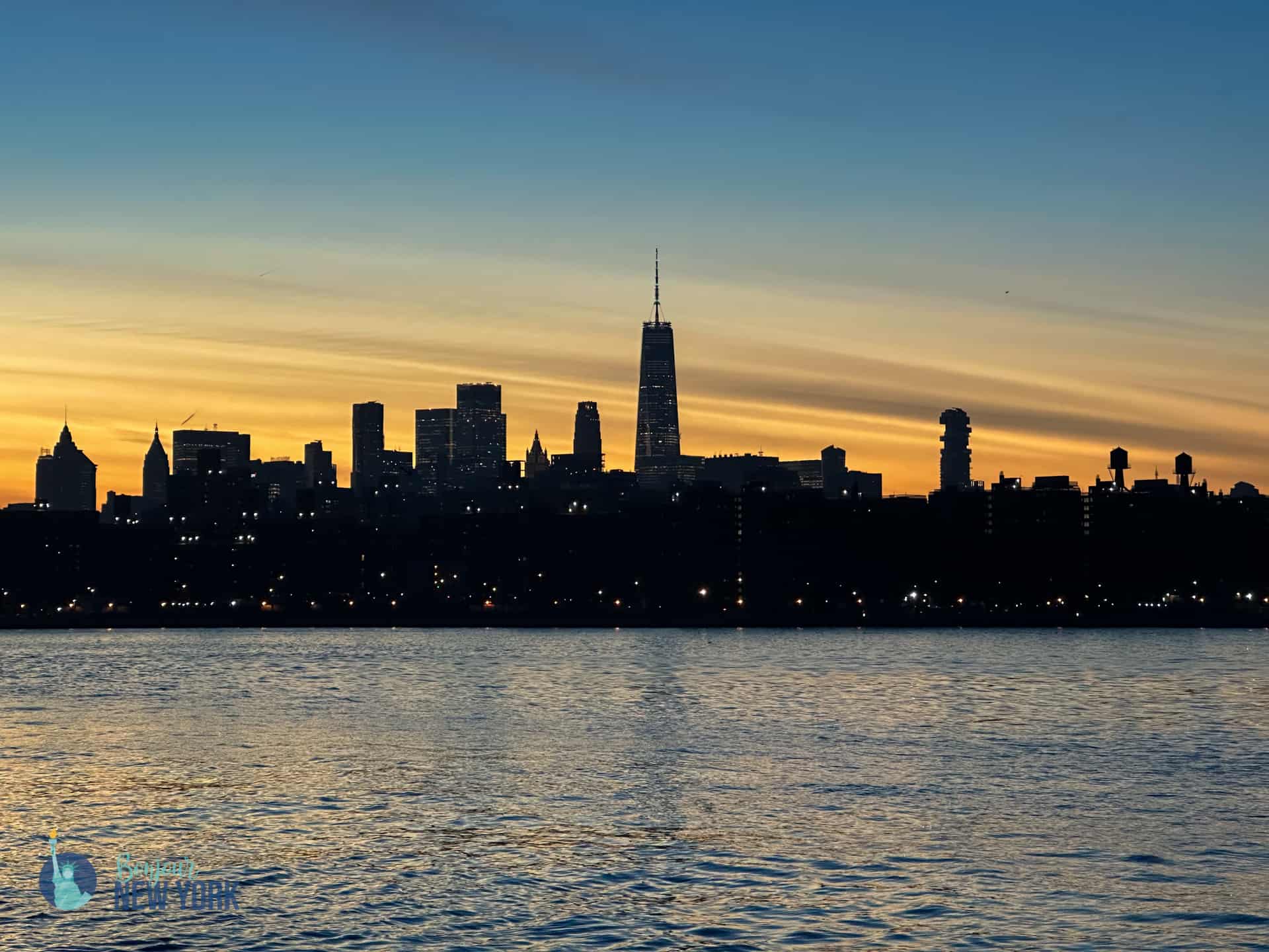 skyline new york coucher soleil