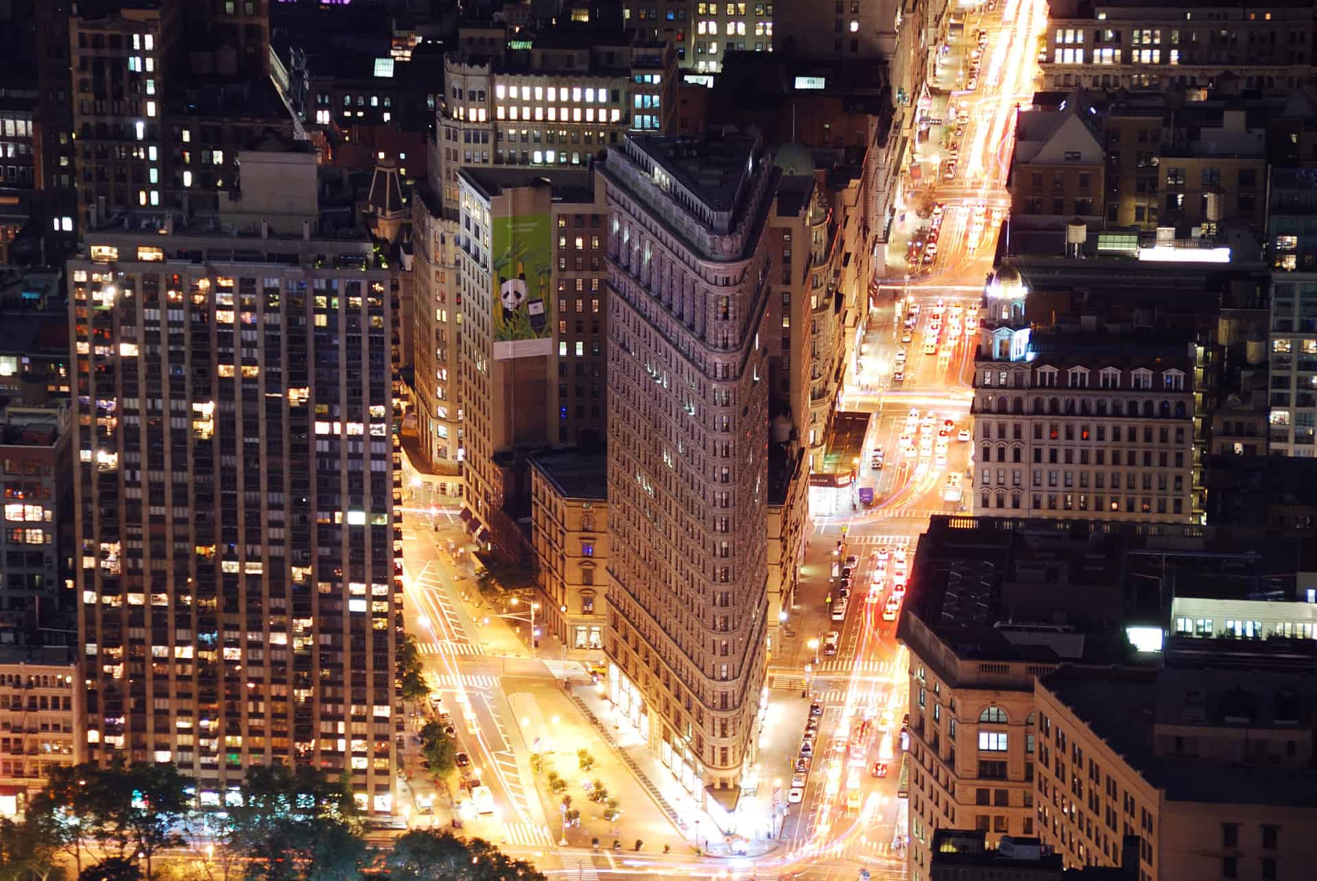 flatiron building vue aerienne nuit