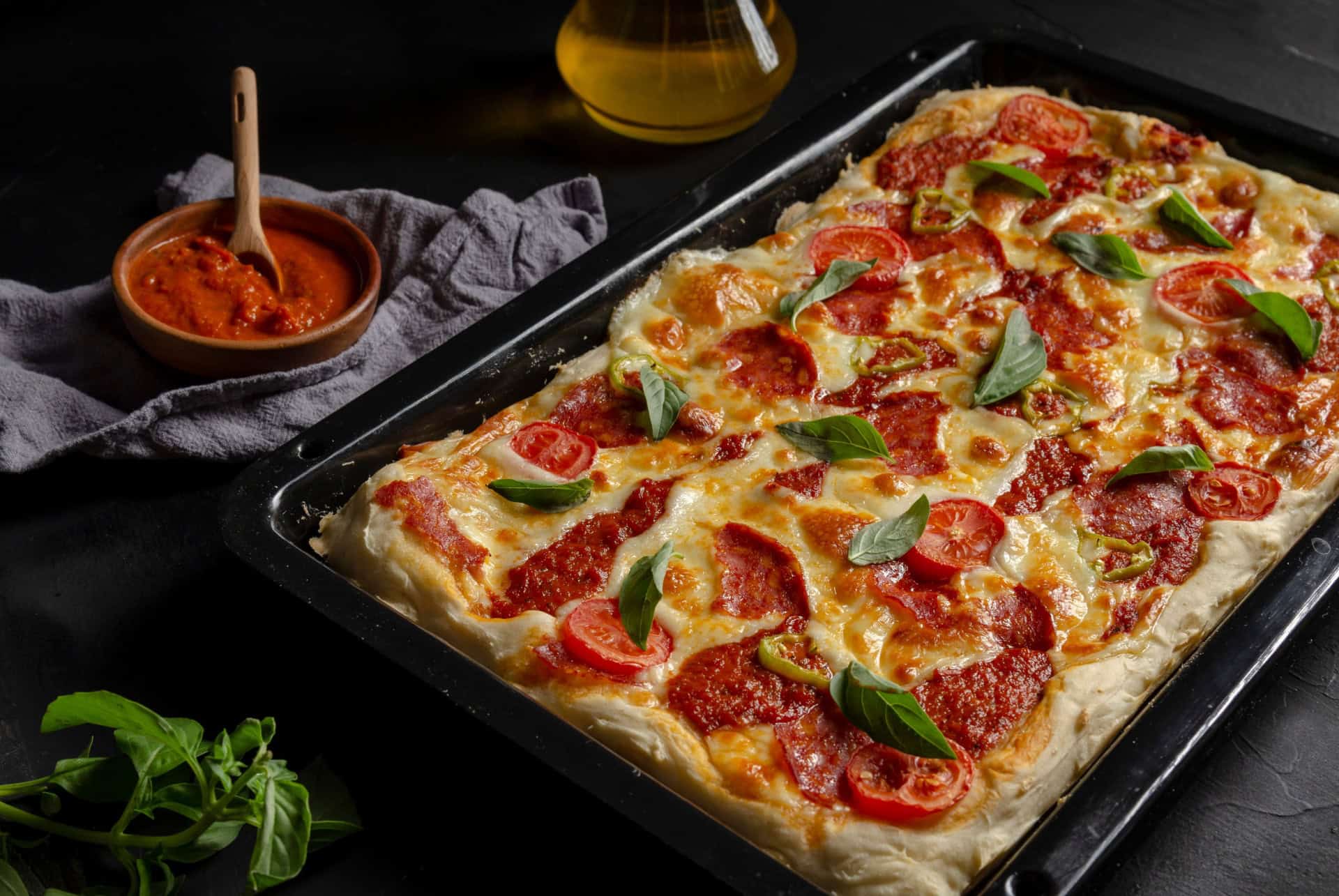 pizza carrée de style détroit